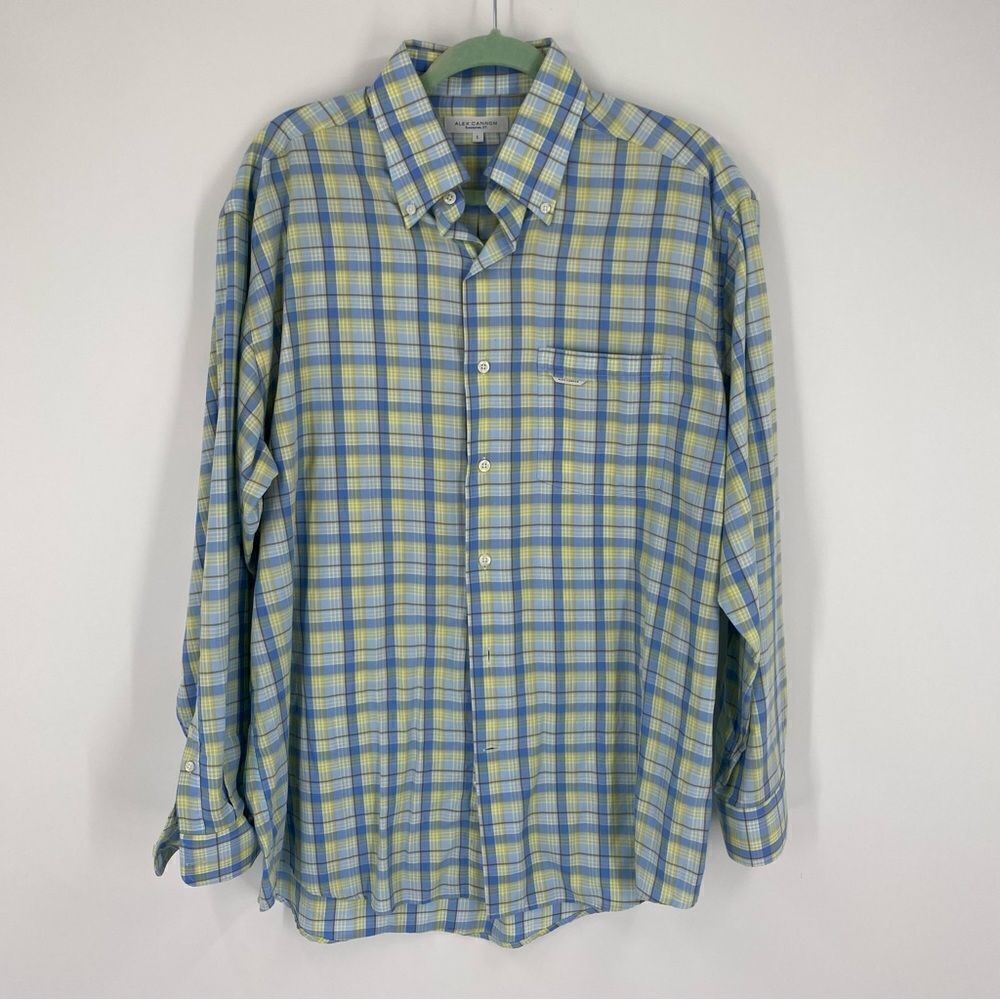 Alex Cannon Men’s Plaid Button Front Long Sleeve Shirt size L